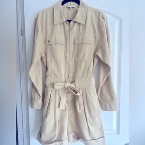 Sandro Romper Cotton and linen pale yellow beige romper with Zipper size 40
